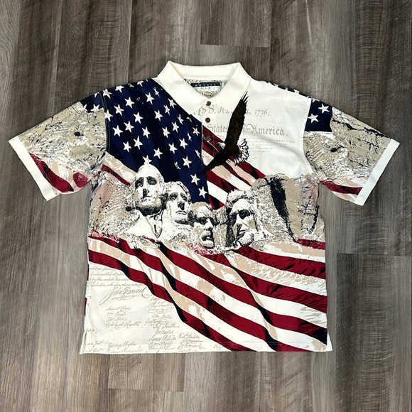 Royale Air American Patriotic Mount Rushmore Polo - Large - Picture 2 of 5